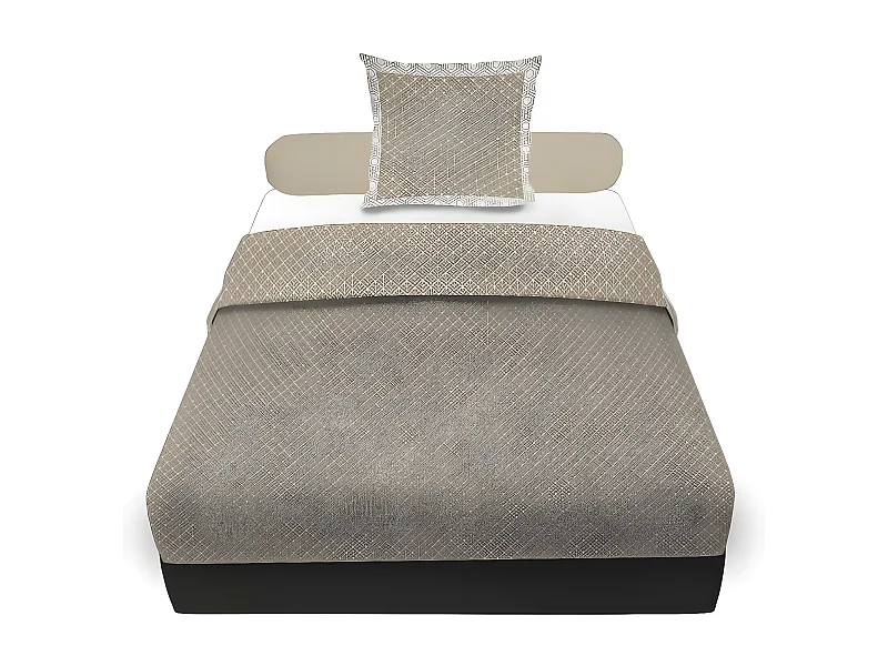 Parure de draps 180x290 cm en coton 57 fils LORENZO Taupe, par Soleil d'ocre