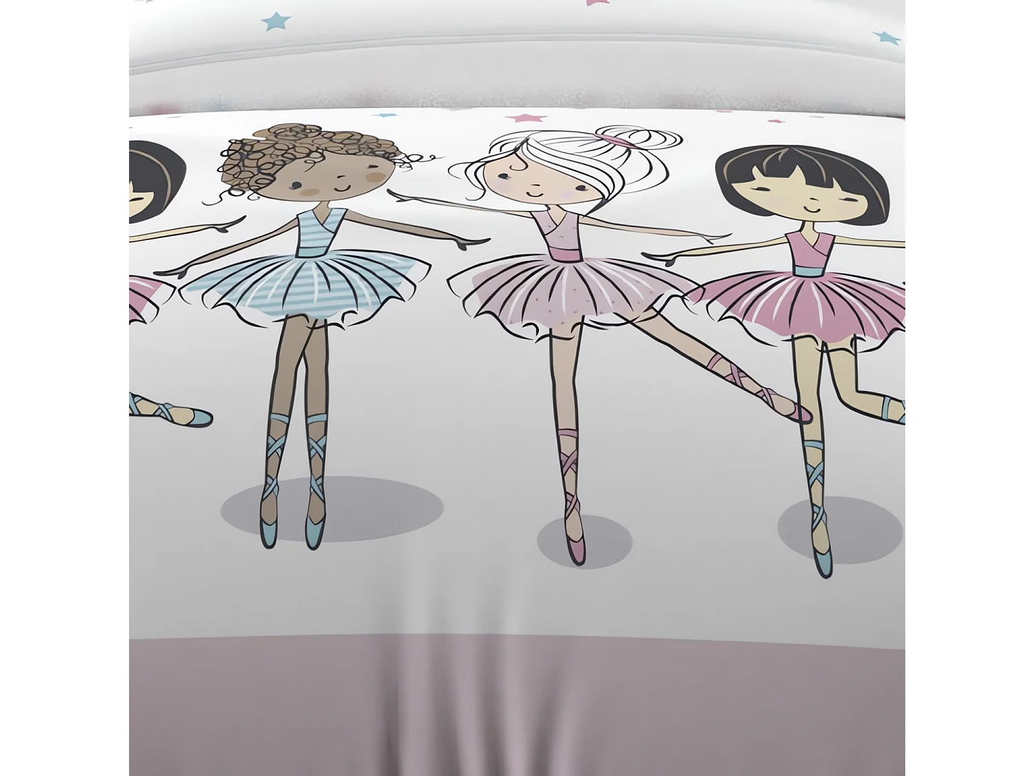 Parure housse de couette 140x200 cm DANSEUSES rose, 100% coton 57 fils/cm2, par Soleil d'Ocre