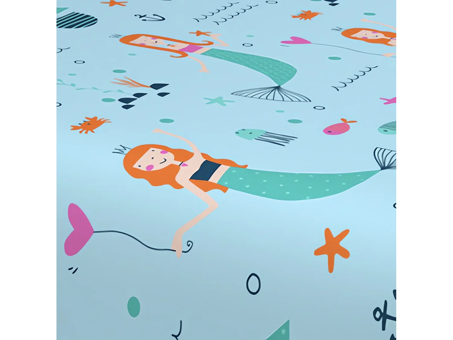 Set de sábanas 180x290 cm SIRENES azul, 100% algodón 57 hilos/cm2