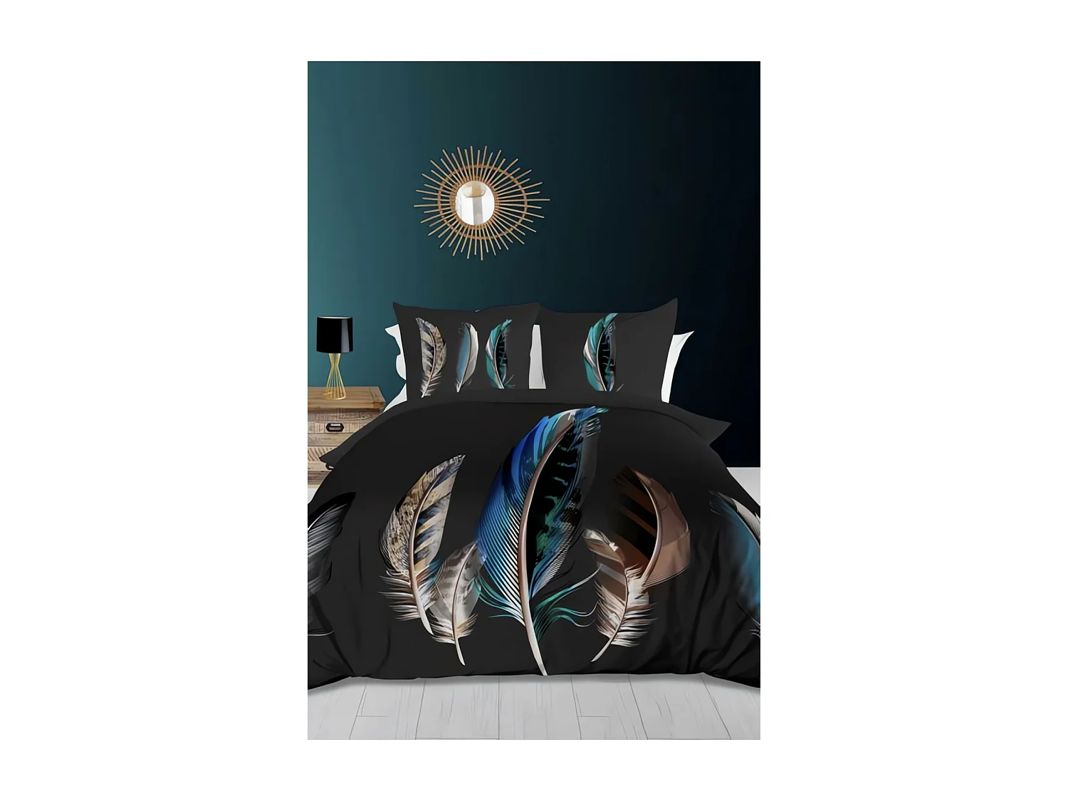 Parure housse de couette dessin placé 240X220 cm CARESSE, 100% coton 57 fils/cm2