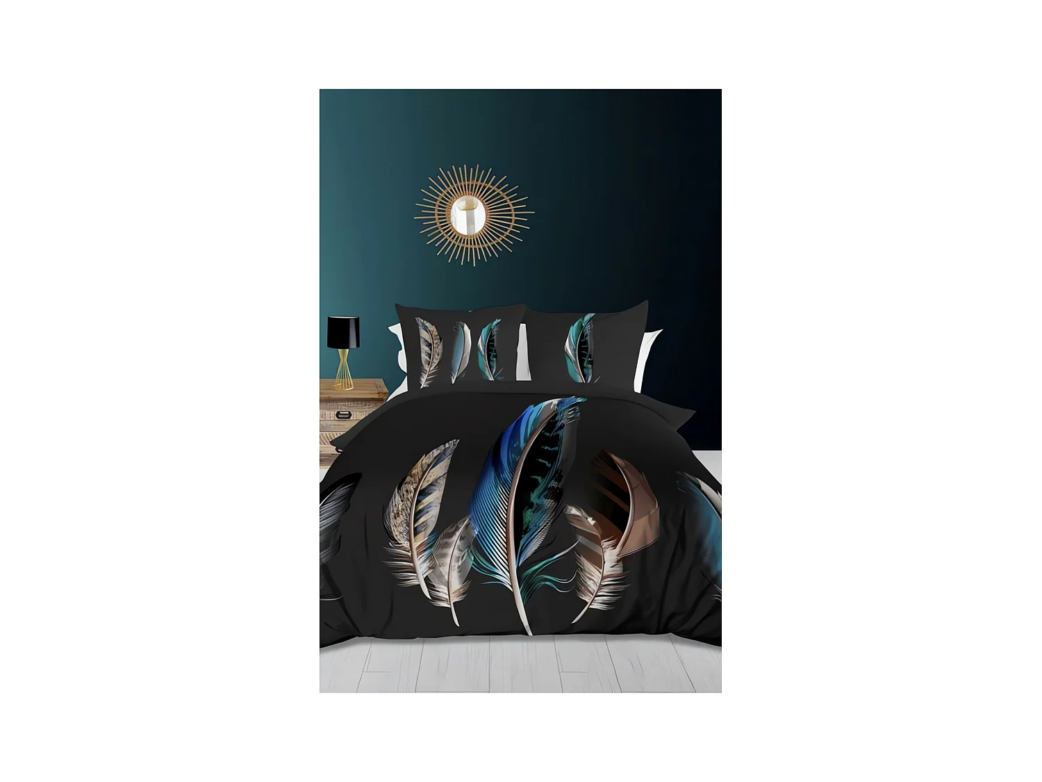 Parure housse de couette dessin placé 240X220 cm CARESSE, 100% coton 57 fils/cm2