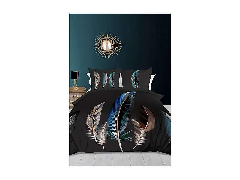 Set funda nórdica dibujo colocado 240X220 cm CARESSE, 100% algodón 57 hilos/cm2