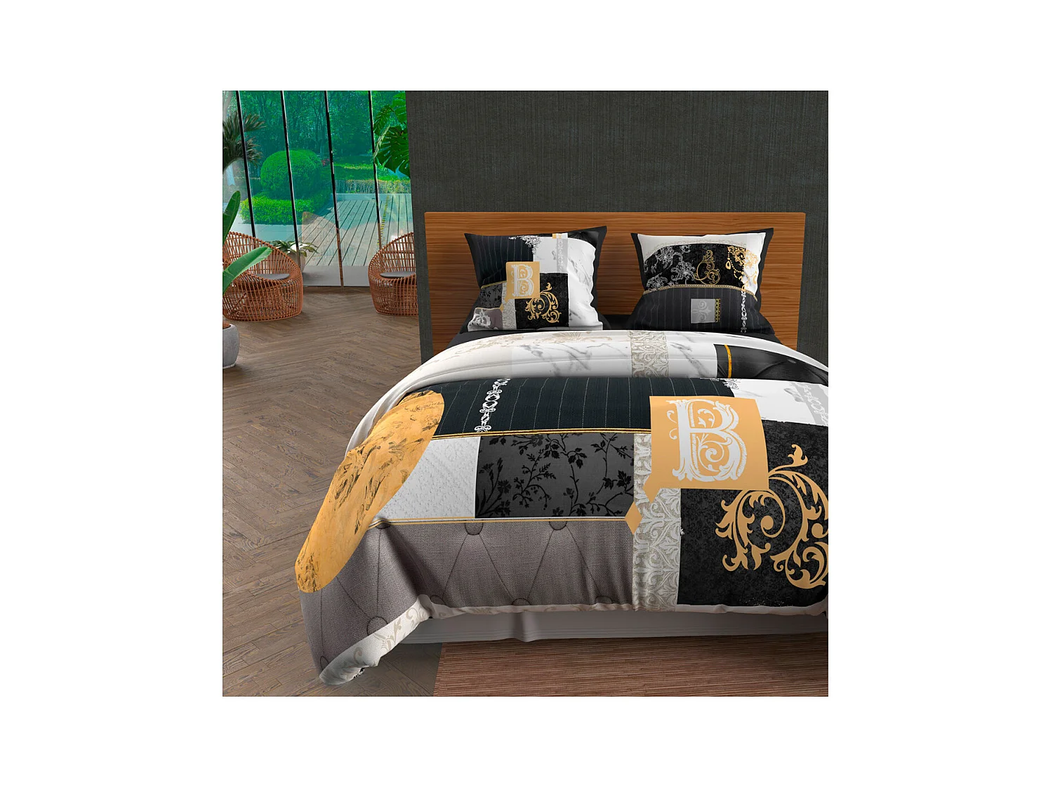 Set funda nórdica dibujo colocado 240X220 cm WILLIAM, 100% algodón 57 hilos/cm2