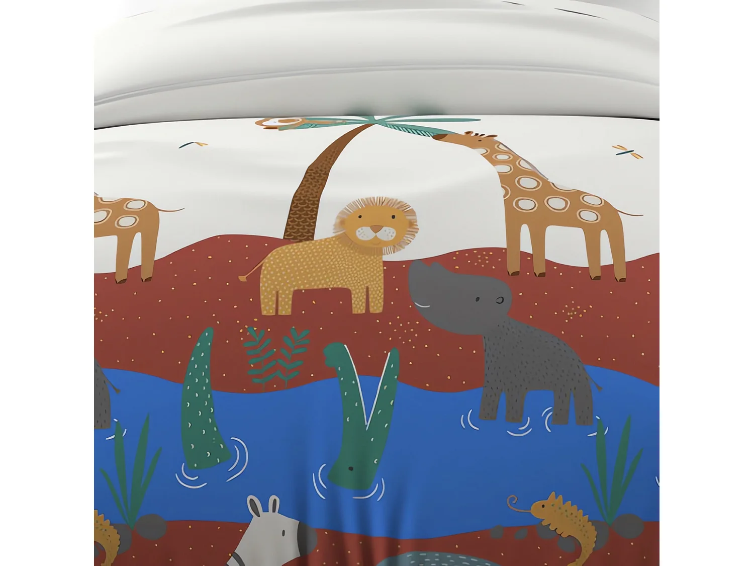 Parure housse de couette 120x150 cm SAVANE brique, 100% coton 57 fils/cm2, par Soleil d'Ocre