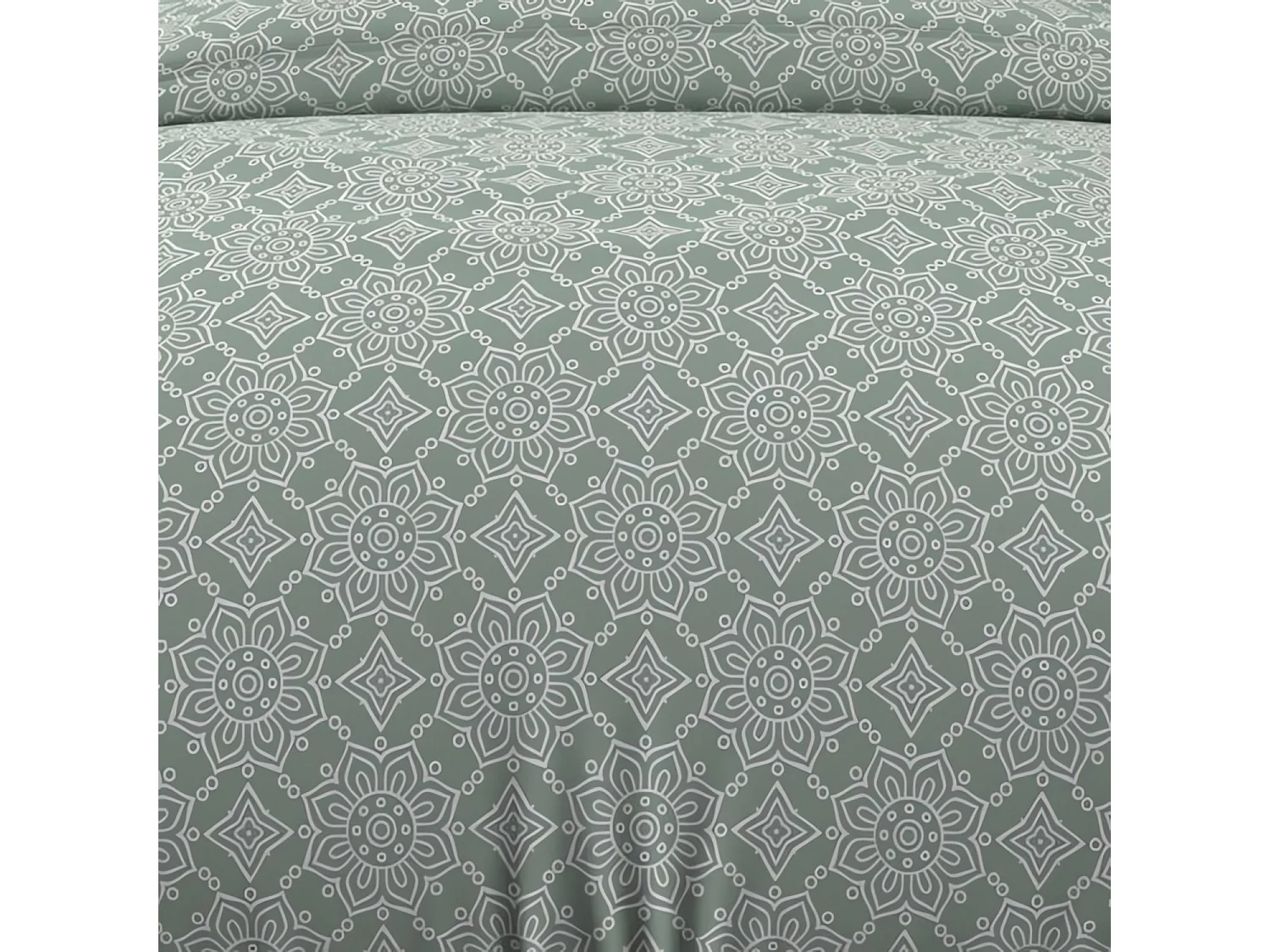 Parure housse de couette coton 57 fils 140x200 cm ESMERALDA vert par Soleil d'ocre