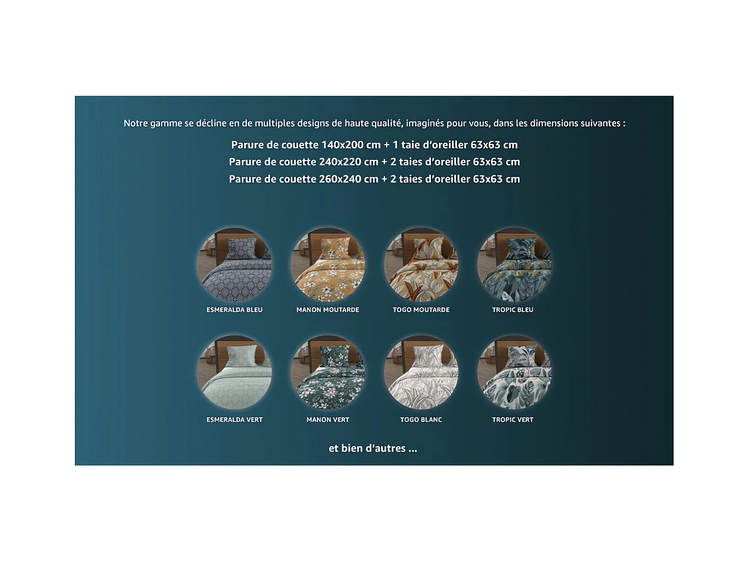 Set funda nórdica de algodón 57 hilos 140x200 cm ESMERALDA green de Ocre Sun