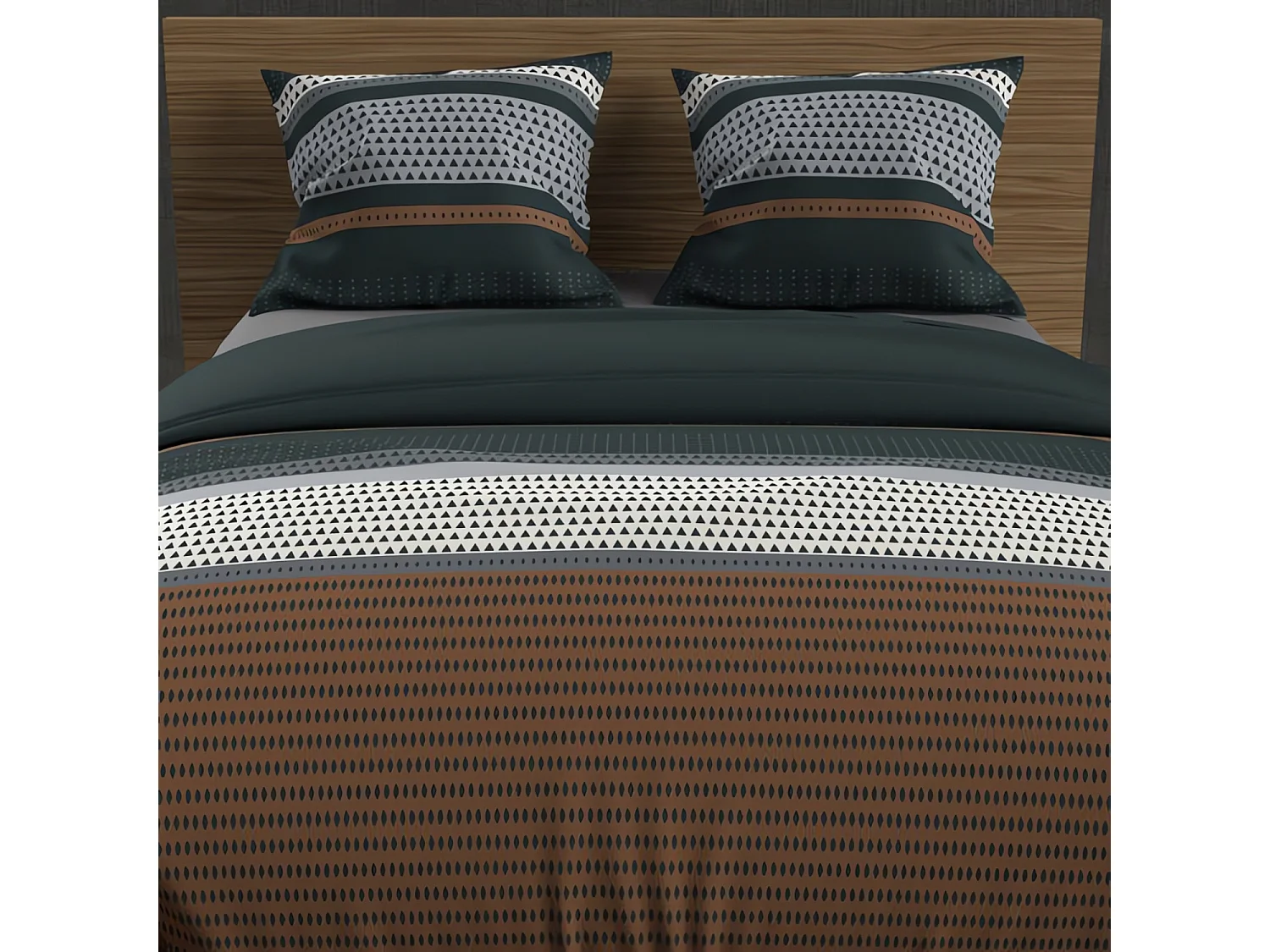 Set funda nórdica de algodón 57 hilos 260x240 cm THALES Ladrillo