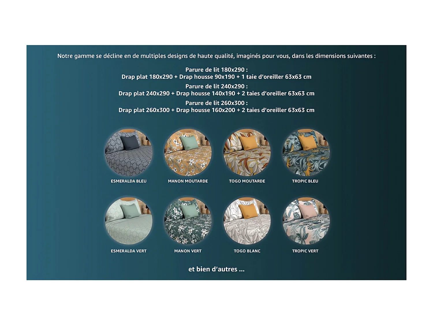 Parure de lit 240X290 cm en coton 57 Fils NOUMEA Noir, par Soleil d'ocre