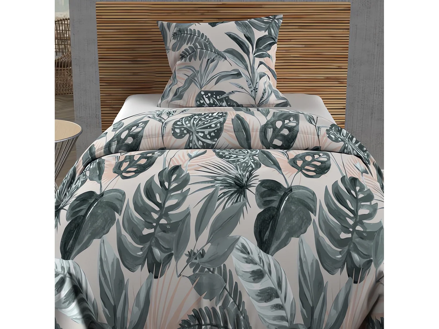 Set funda nórdica de algodón 57 hilos 140x200 cm TROPIC green