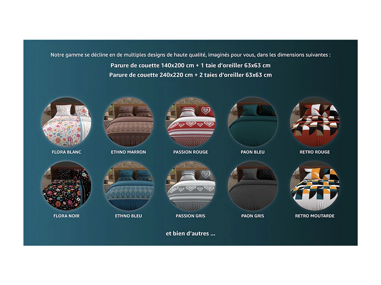 Parure housse de couette microfibre 140X200 cm RETRO rouge, par Intemporel