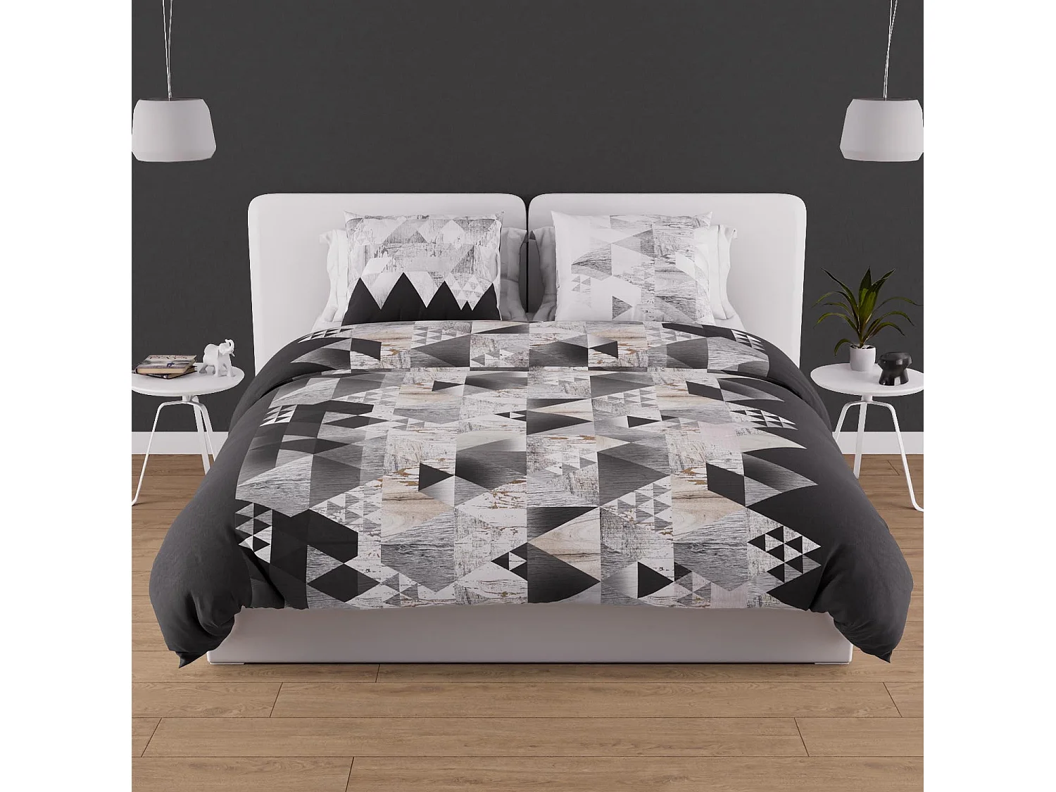 Set de fundas nórdicas 240X220 cm ANTRACITA NÓRDICA, 100% algodón