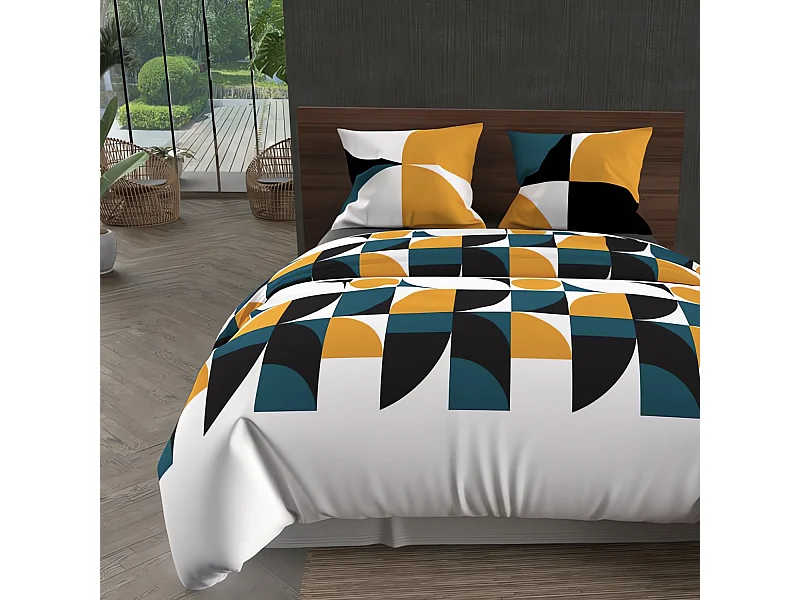 Set funda nórdica de microfibra 240x220 cm mostaza RETRO, por Intemporel