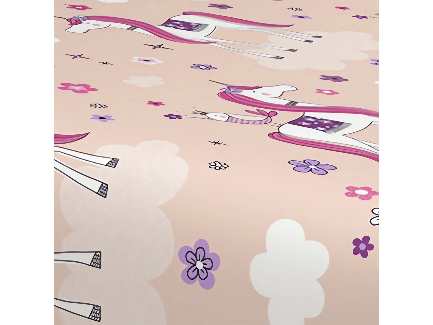 Set de sábanas 180x290 cm Unicornios rosa, 100% algodón 57 hilos/cm2