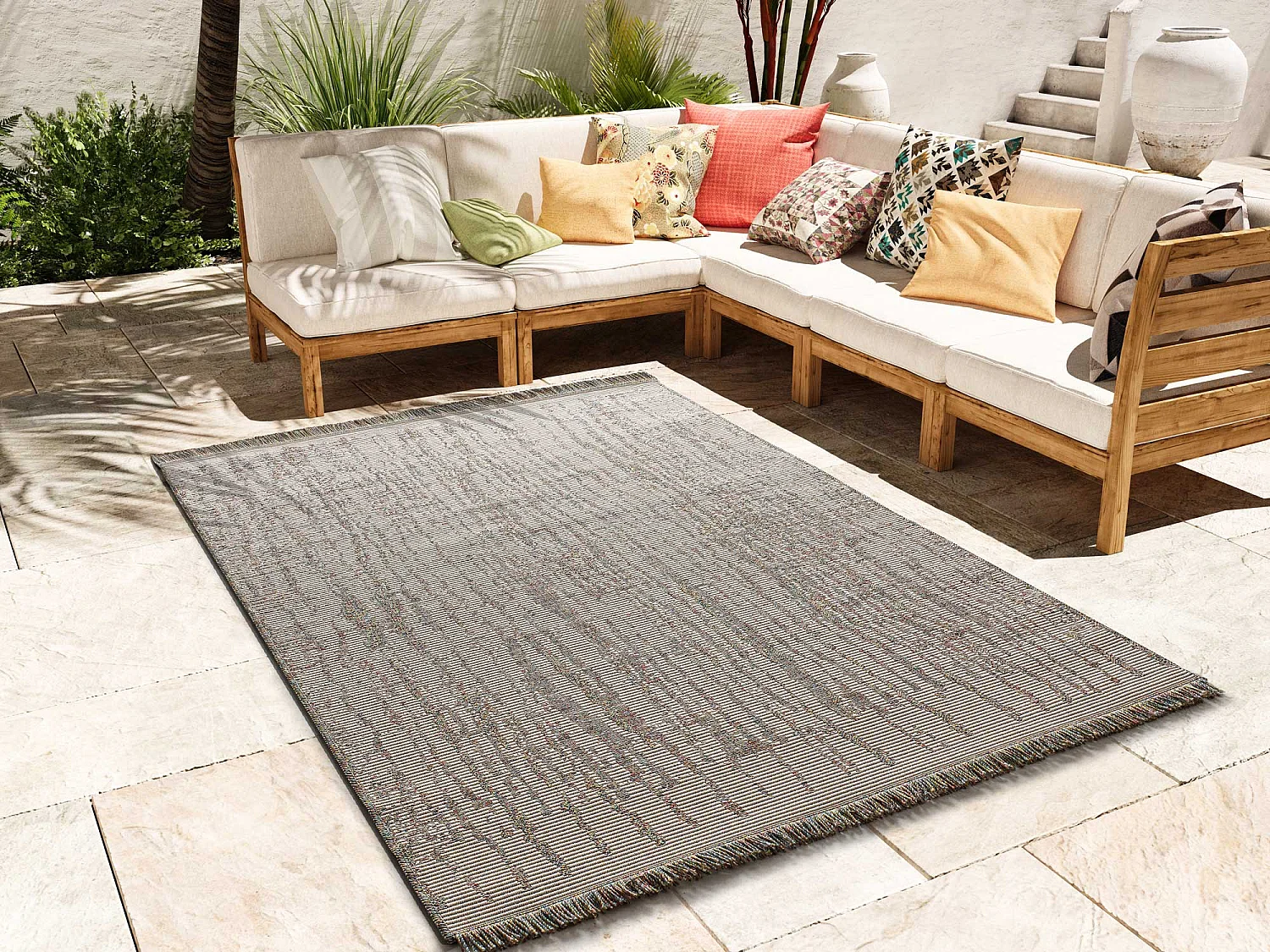 Tapis extérieur - ethnique - multicolore - 155 x 230 cm - NIYA