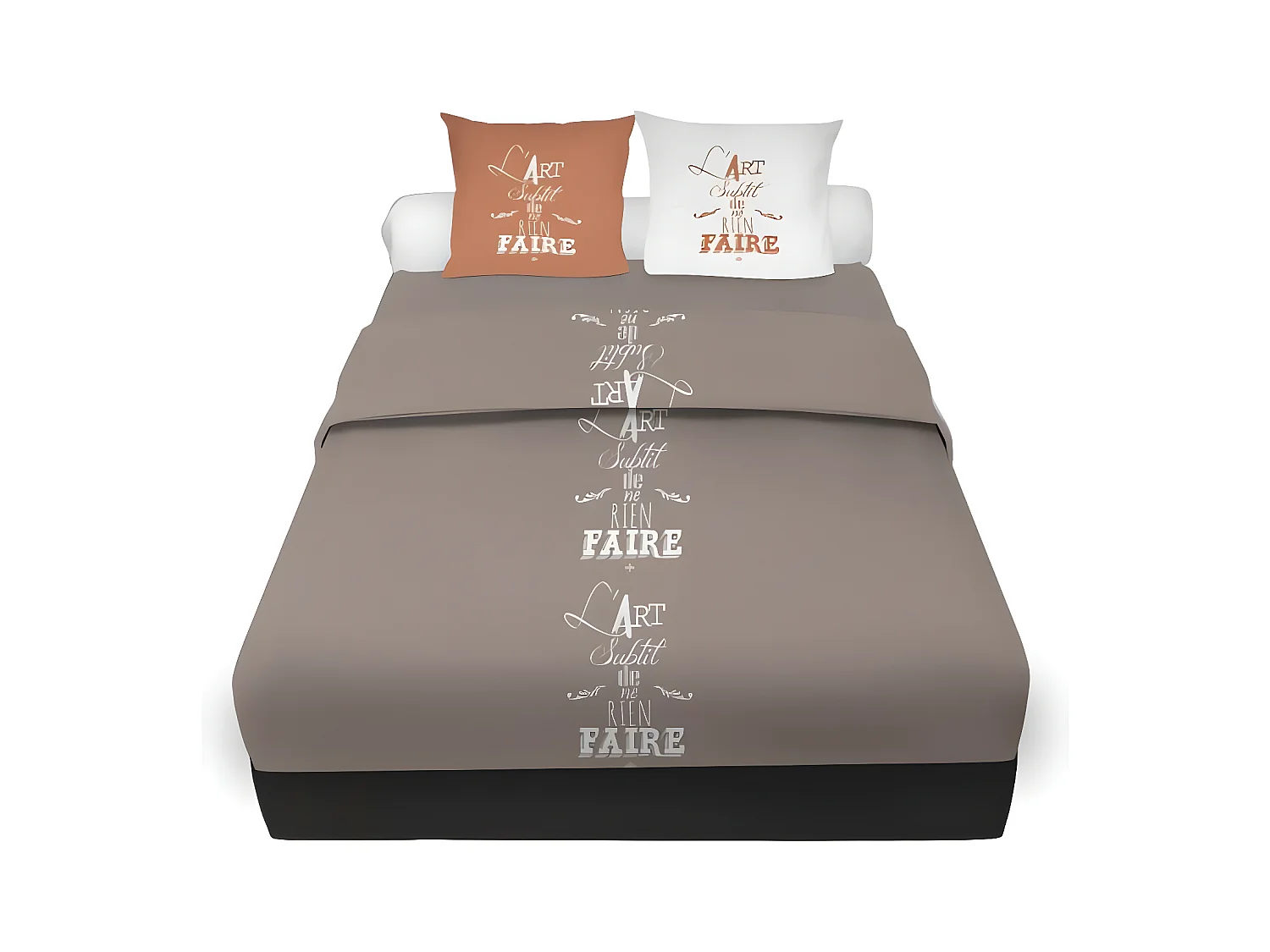 Parure de draps 240x290 cm en coton 57 fils SUBTILTaupe, par Soleil d'ocre