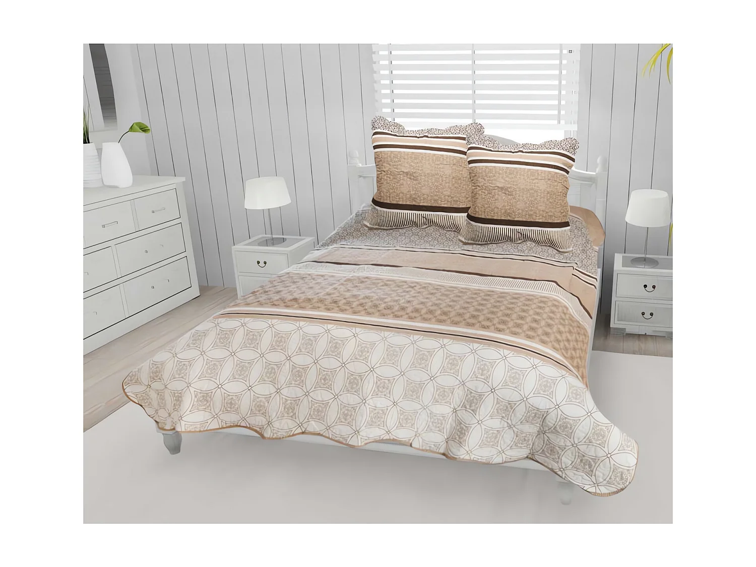 Colcha de algodón 220x240 cm AMANDA + 2 TB con 2 fundas de almohada