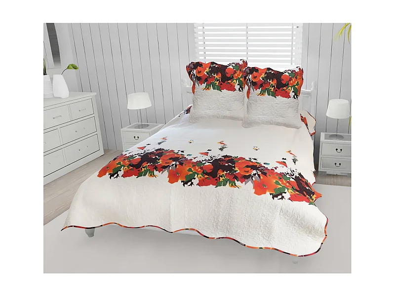 Colcha acolchada de algodón AMELIE 240x260 cm con 2 fundas de almohada