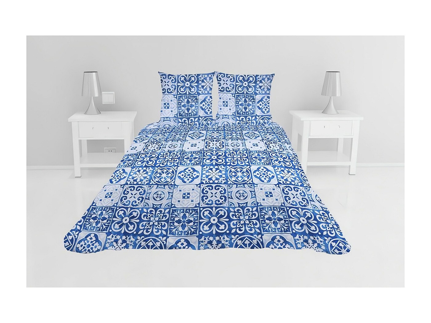Couvre-lit Matelassé Boutis 220x240cm + 2 Taies - Microfibre Douce Et Chaude