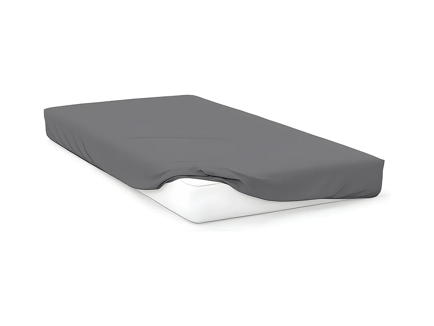 Drap housse en coton 57 fils 140x190 cm UNI gris, par Soleil d'ocre