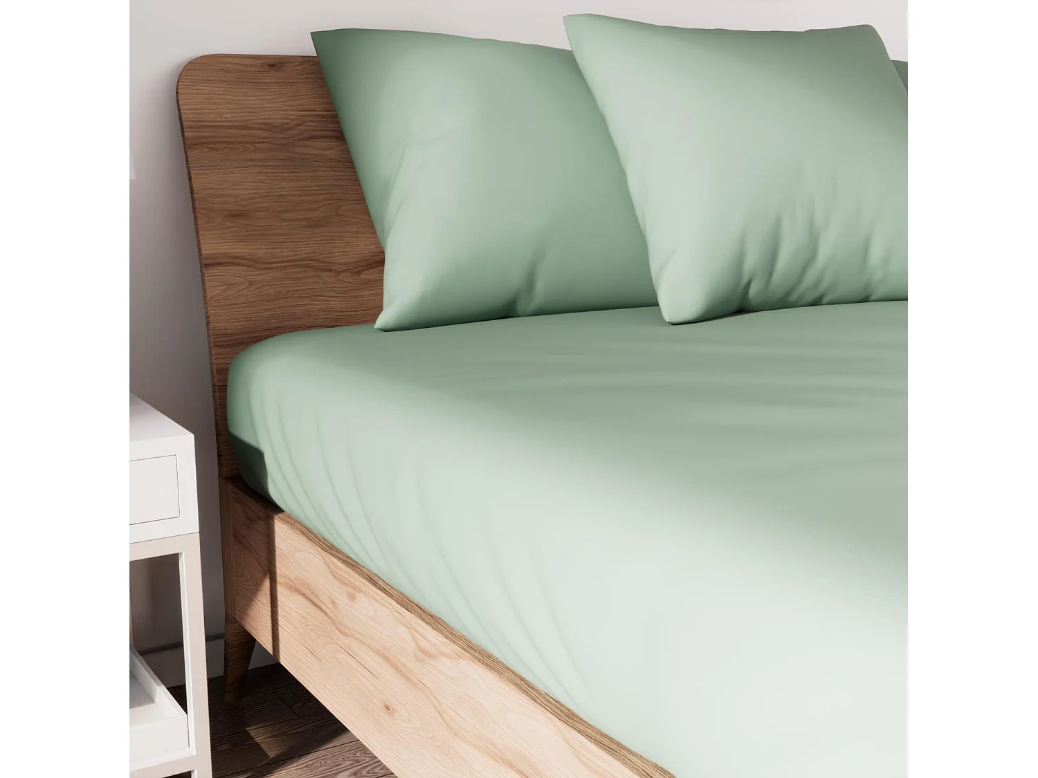 Drap housse en coton 90x190 cm JERSEY vert d'eau, par Soleil d'ocre