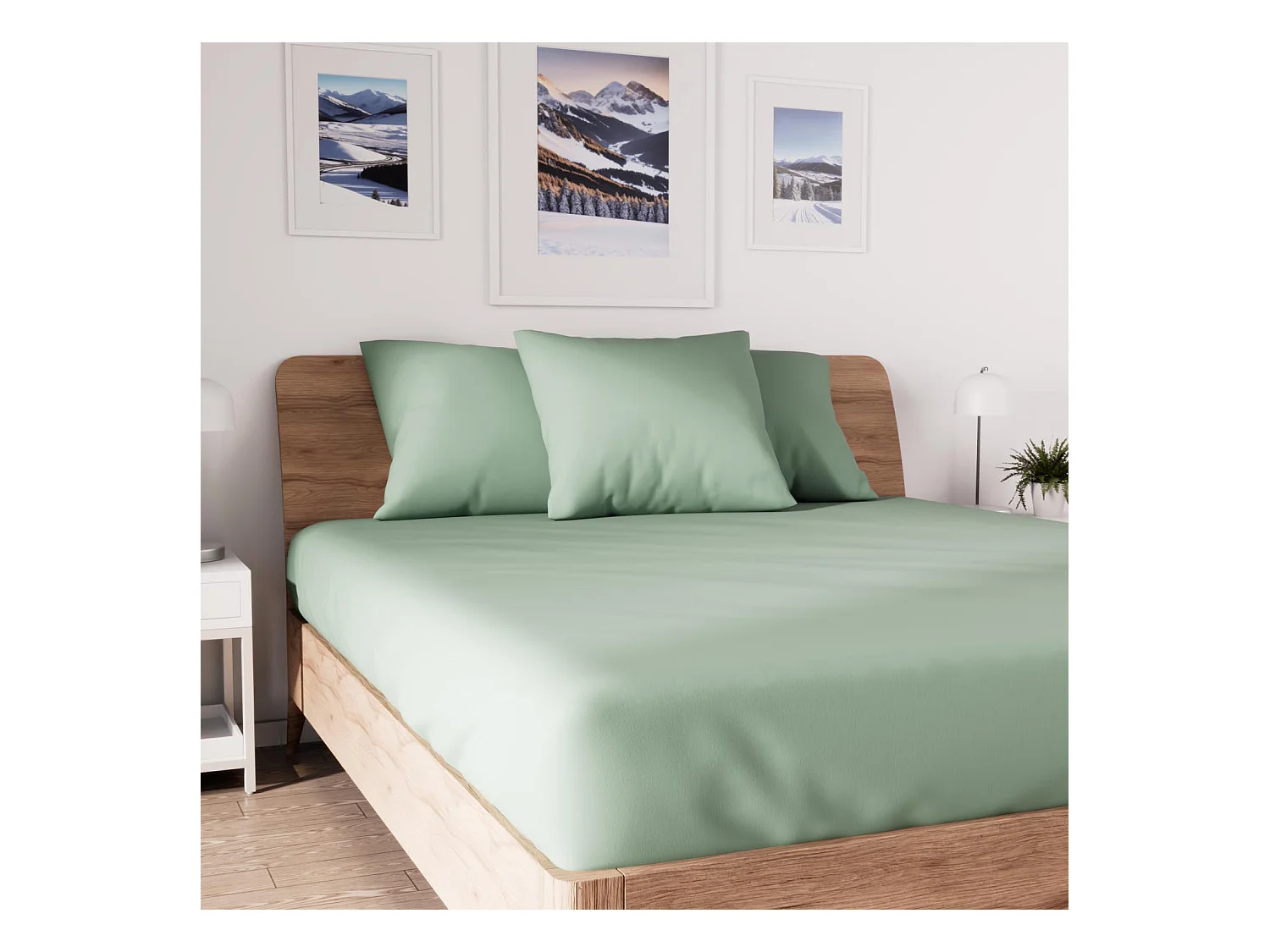 Drap housse en coton 90x190 cm JERSEY vert d'eau, par Soleil d'ocre