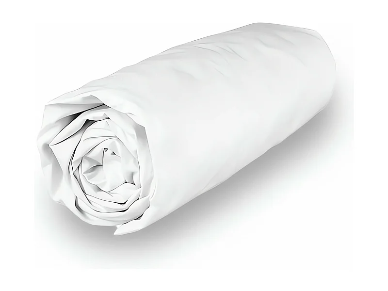 Drap housse en coton 140x190 cm PERCALE blanc, par Soleil d'ocre