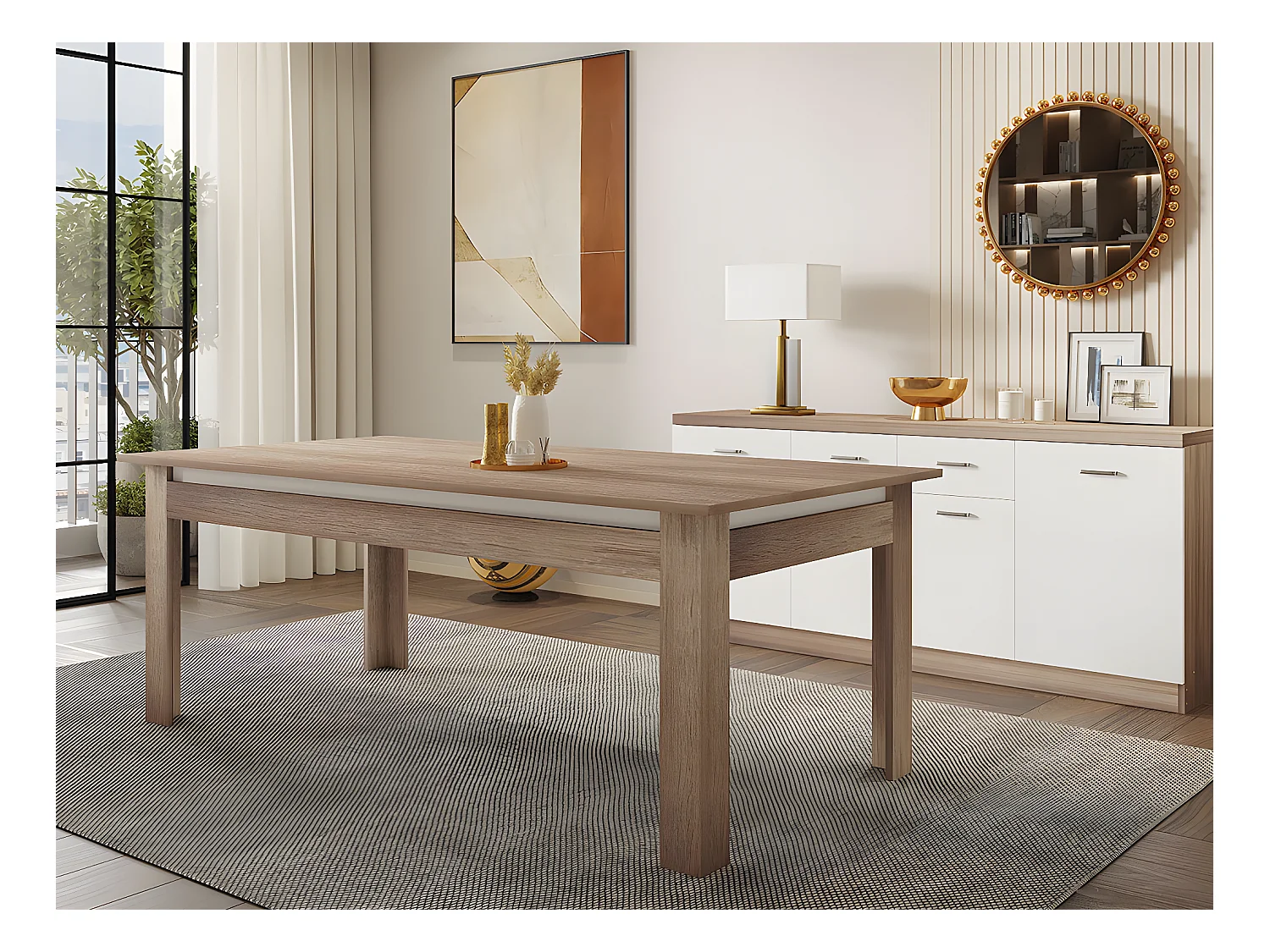 Mesa Praga (Carvalho Claro, Branco)