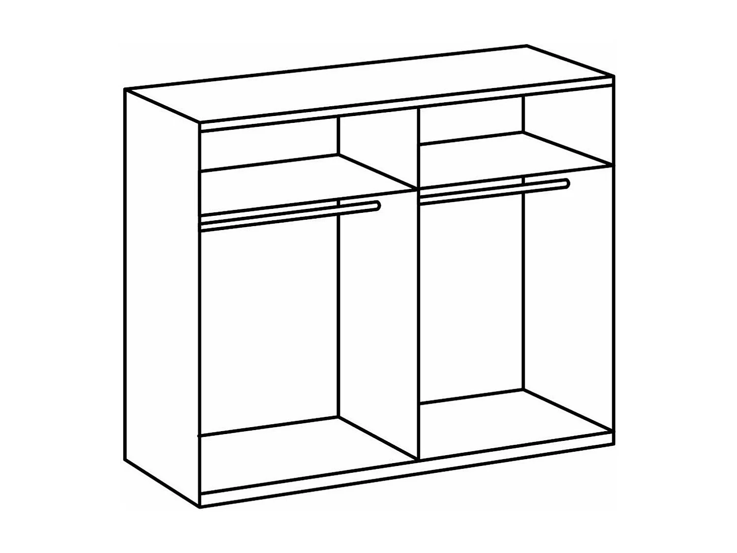 Schrank mit 2 Schiebetüren, 1 Spiegeltür und 1 Eichentür - L180 cm