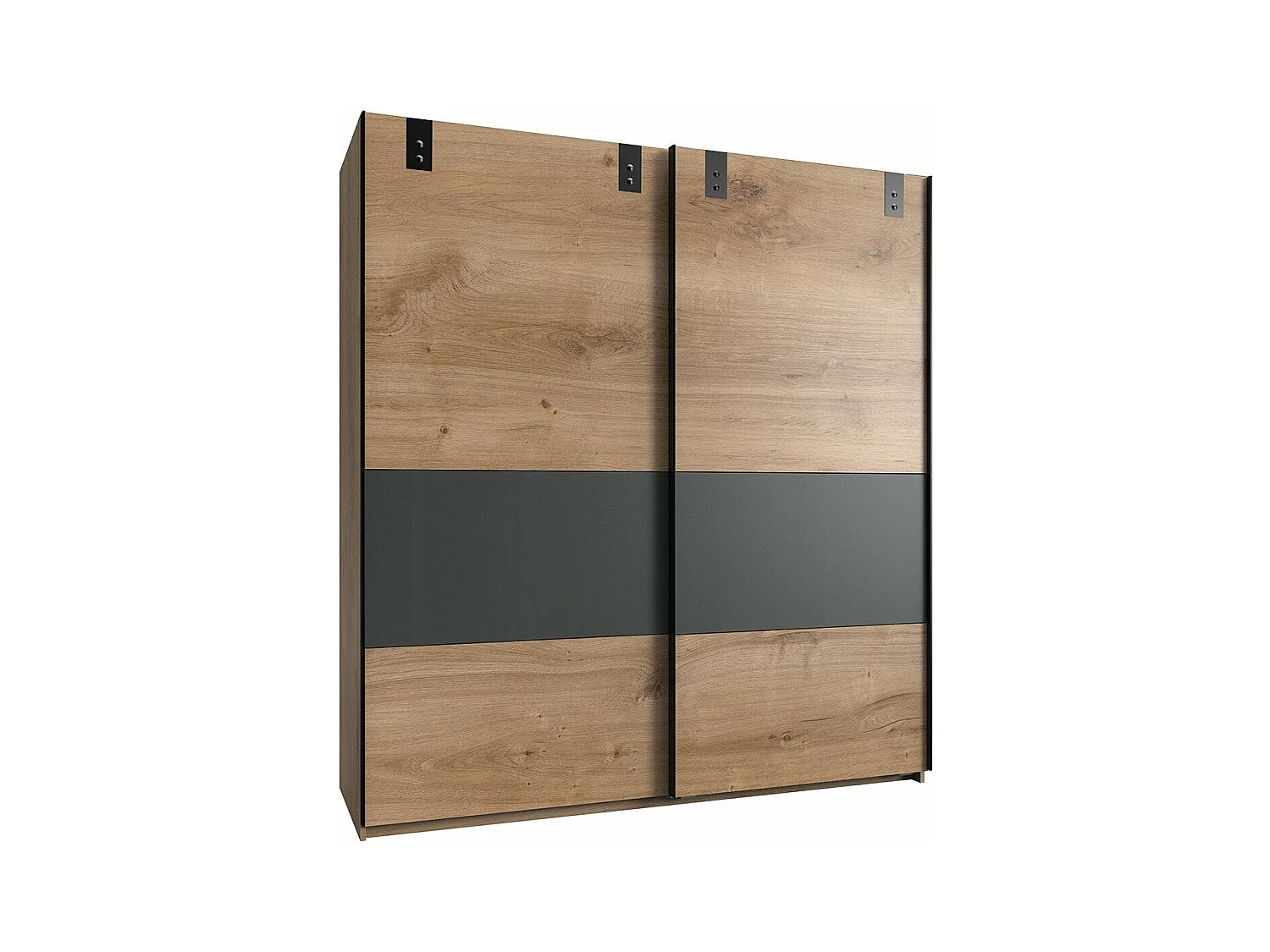 Armoire 2 portes coulissantes avec insert coloris graphite - L135 cm