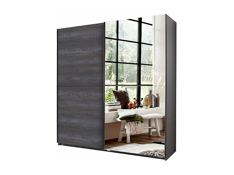 Armoire 2 portes coulissantes dont 1 miroir - L180 cm