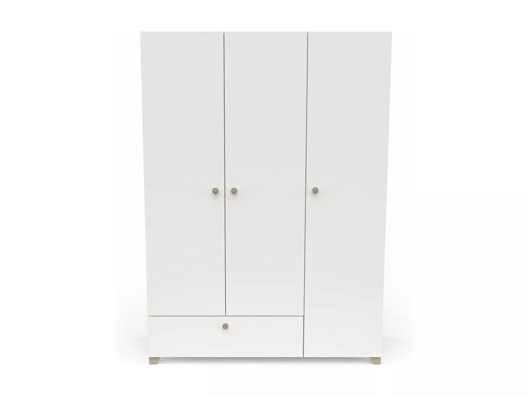 Kauf Unique Kleiderschrank mit 3 Türen und 1 Schublade, Garderobe und Wäscheleine, Dekor Kronberger Eiche und Weiß - L 134,6 cm