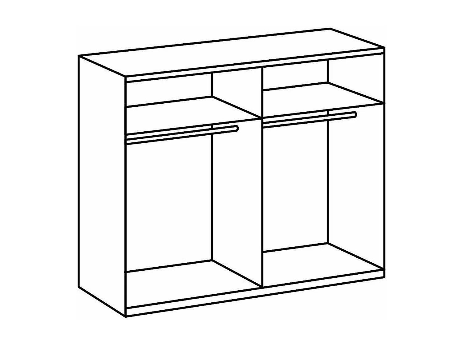 Kledingkast met 2 schuifdeuren: 1 eikenhouten decor + 1 grafiet - L180cm