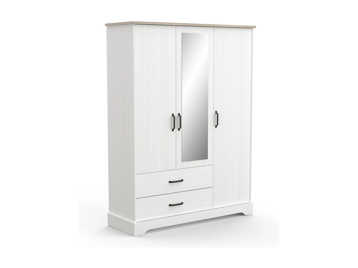 Armoire 3 portes, 1 miroir et 2 tiroirs Cottage - H199,60 cm
