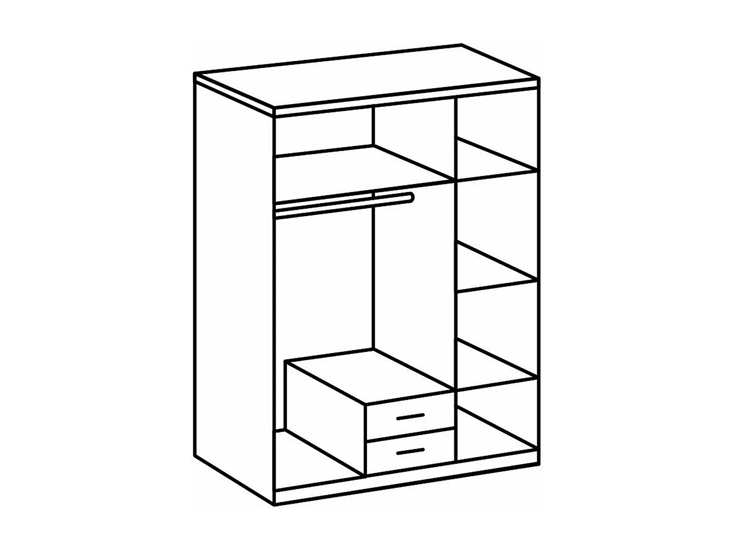 Armoire 3 portes décor chêne et 2 tiroirs - L135 cm