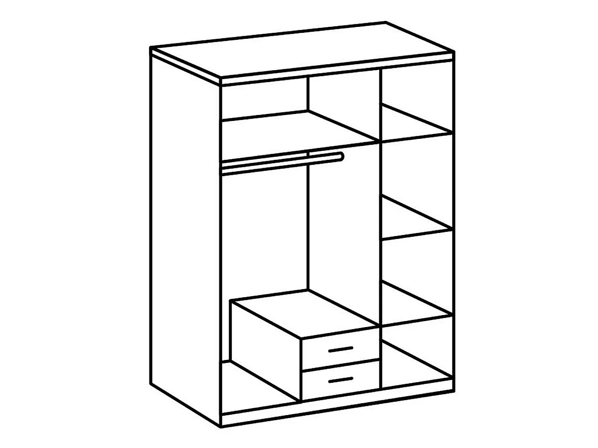 Armoire 3 portes décor chêne et 2 tiroirs - L135 cm