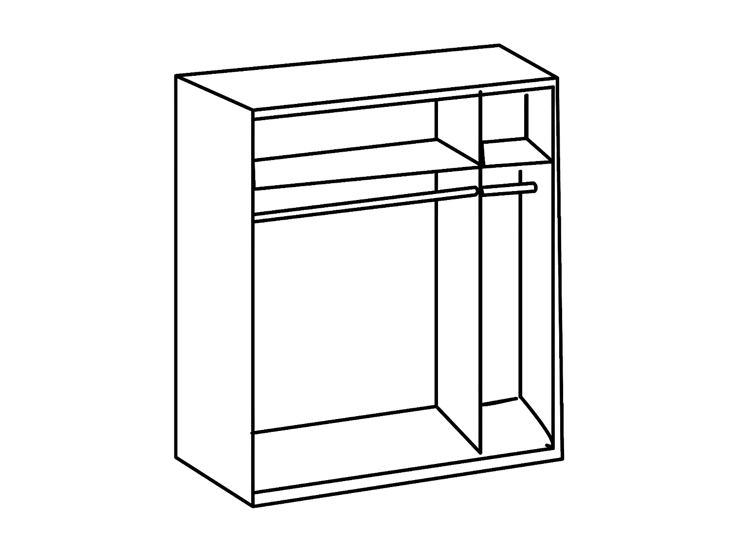 Armoire 2 portes coulissantes 1 porte miroir + 1 porte chêne - L135 cm