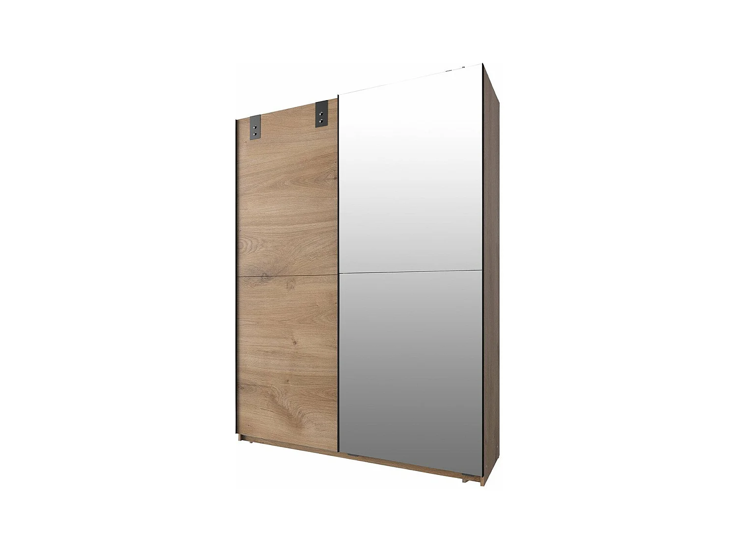 Armoire 2 portes coulissantes 1 porte miroir + 1 porte chêne - L135 cm