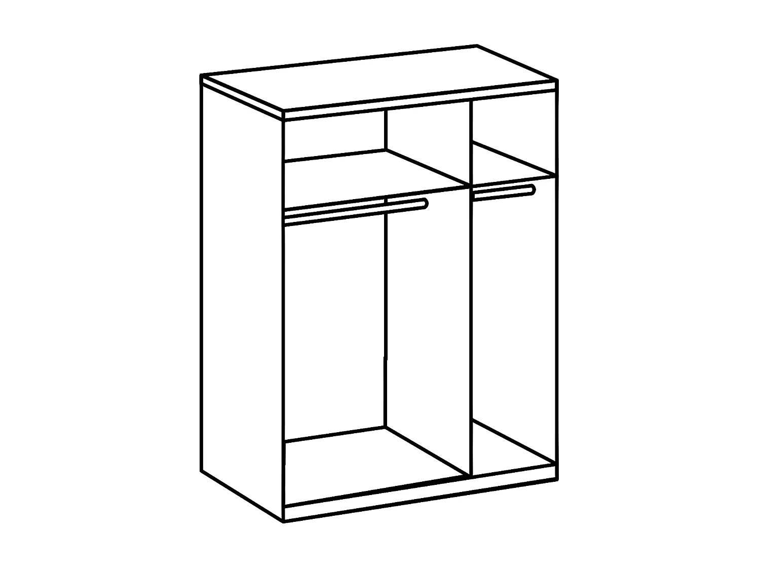 Kleiderschrank mit 2 Schiebetüren, davon 1 Spiegel - L135 cm