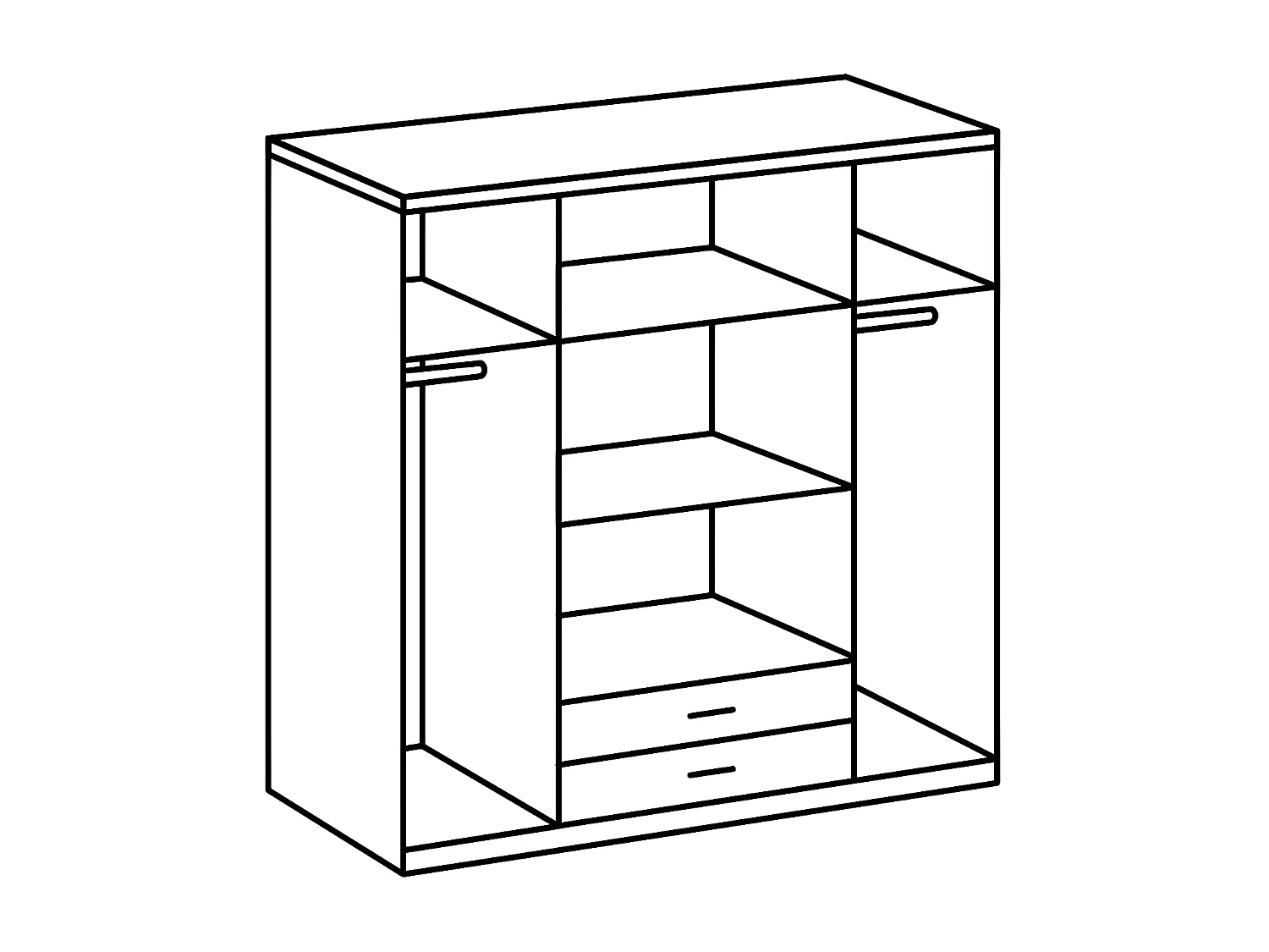 Armoire 4 portes décor chêne et graphite - L180 cm