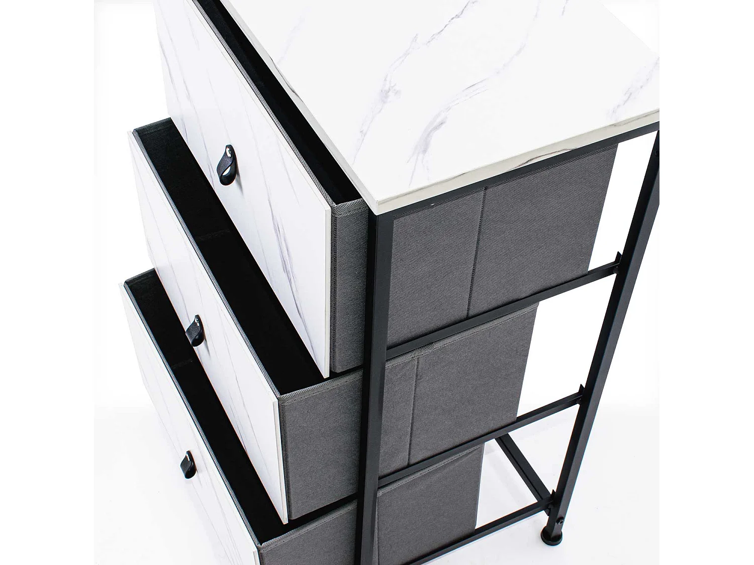 Fedra - Cassettiera 3 cassetti in tessuto, frontale e ripiano superiore in legno melaminico laminato