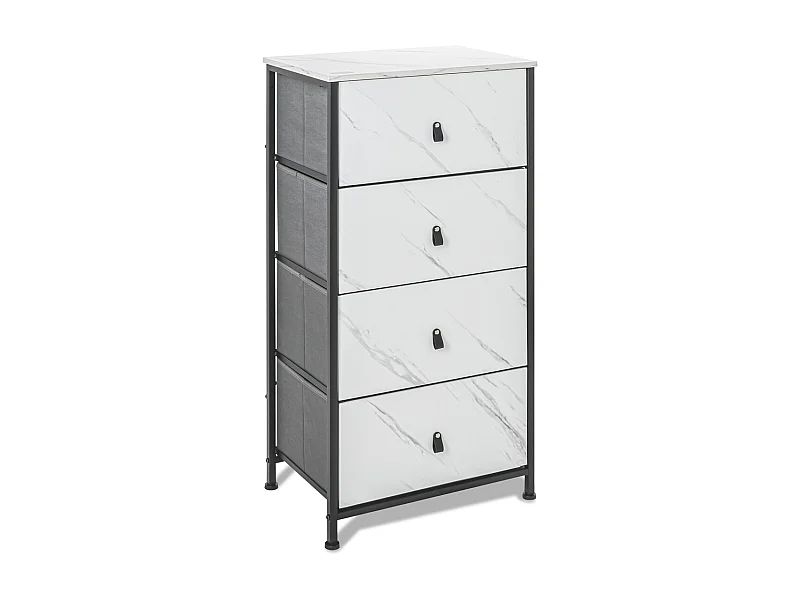 Apollonia - Cassettiera 4 cassetti in tessuto, frontale e ripiano superiore in legno melaminico laminato