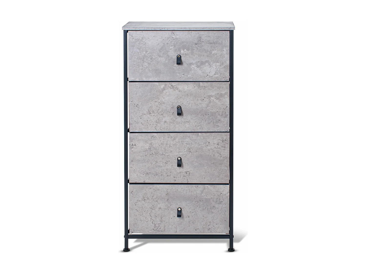 Apollonia - Cajonera 4 cajones de tela, frontal y encimera superior de madera melamínica laminada