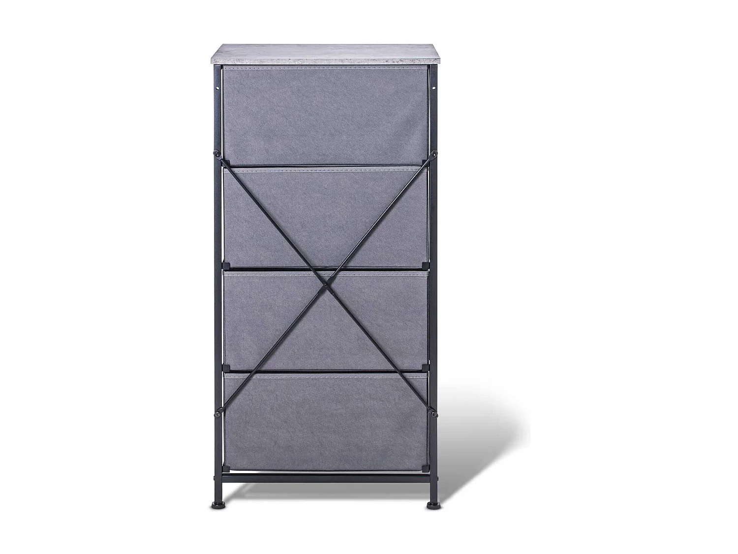 Apollonia - Cajonera 4 cajones de tela, frontal y encimera superior de madera melamínica laminada