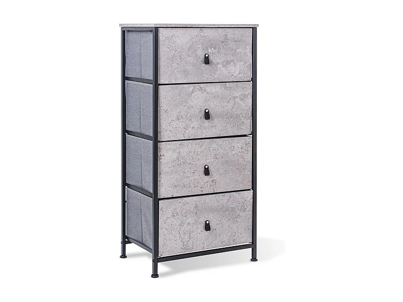 Apollonia - Cassettiera 4 cassetti in tessuto, frontale e ripiano superiore in legno melaminico laminato