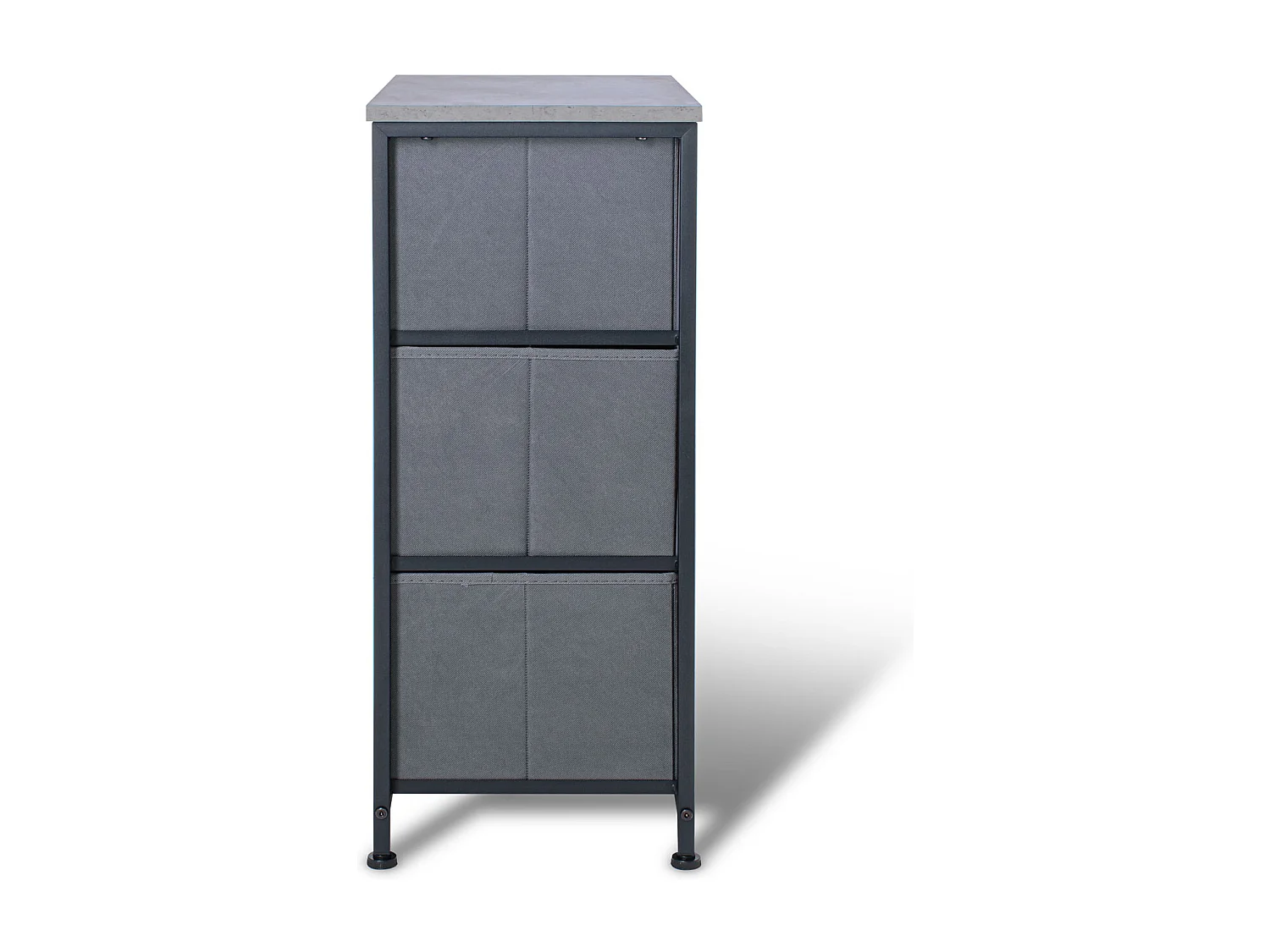 Fedra - Cômoda 3 gavetas em tecido, frente e prateleira superior em madeira laminada de melamina