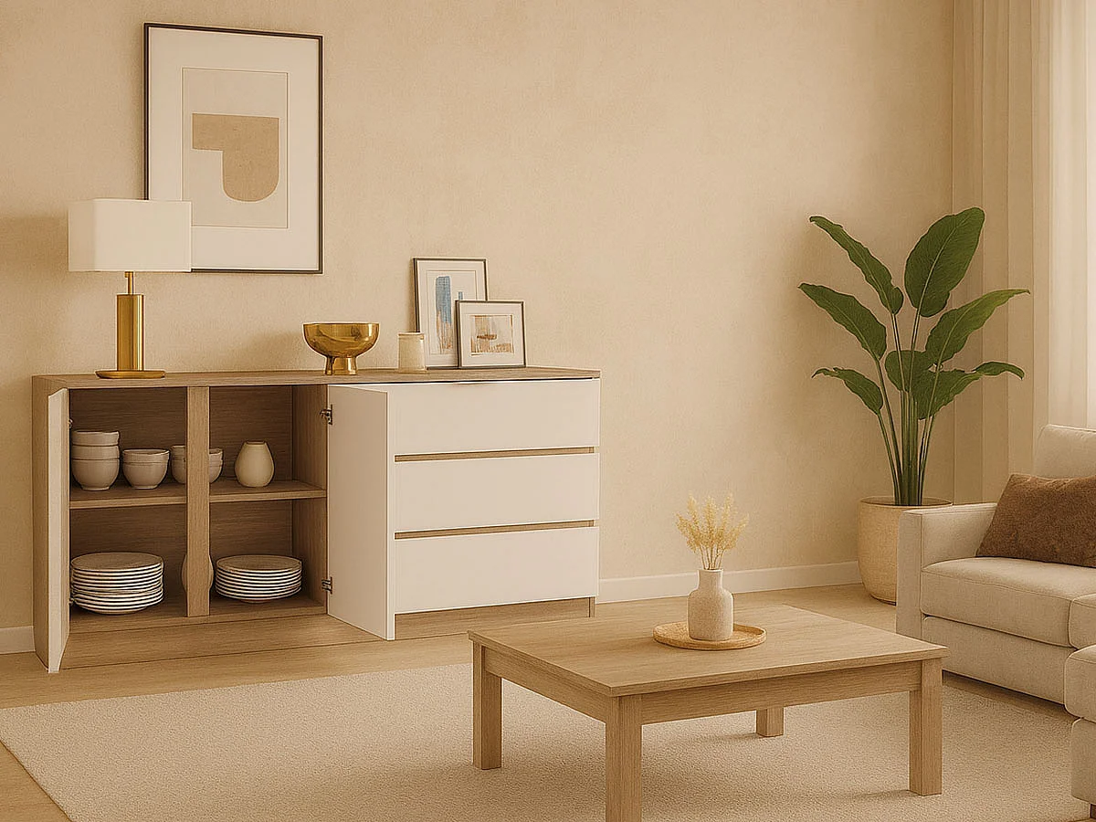 Aparador Nexum (Carvalho Claro, Branco)