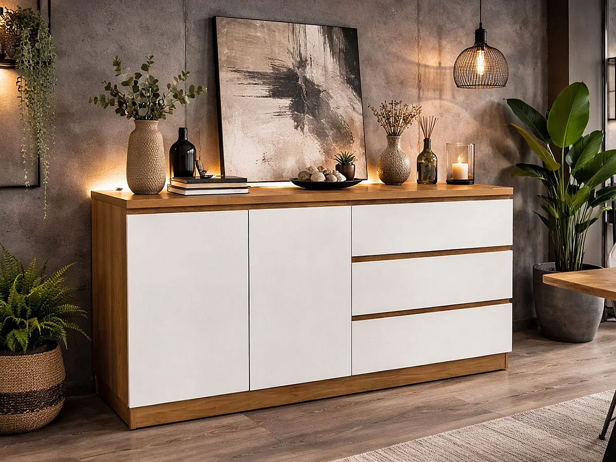 Aparador Nexum (Carvalho Claro, Branco)