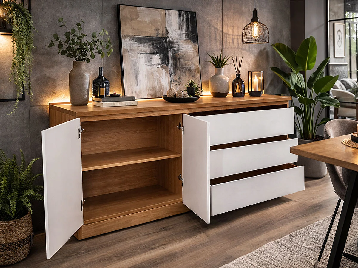 Aparador Nexum (Carvalho Claro, Branco)