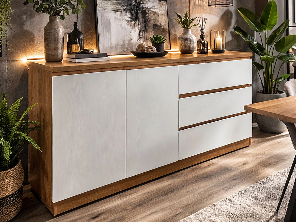 Aparador Nexum (Carvalho Claro, Branco)