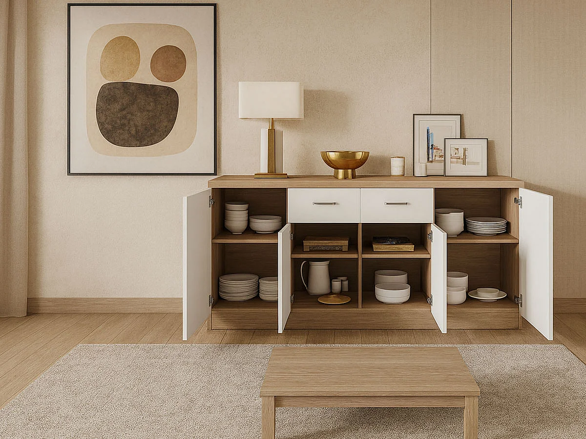 Aparador Zurich (Carvalho Claro, Branco)